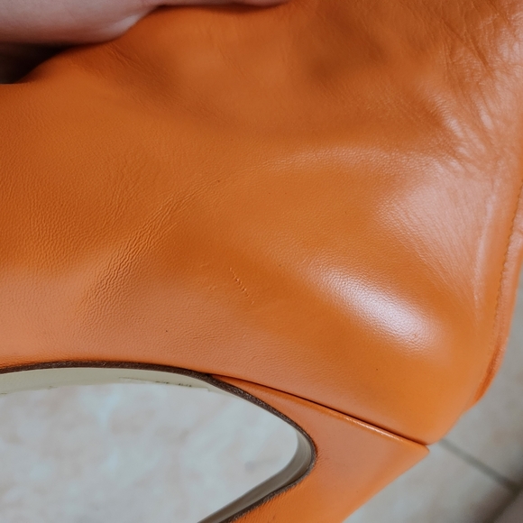 Kalda 80mm Fory Leather Ankle Boots Orange - Picture 8 of 10